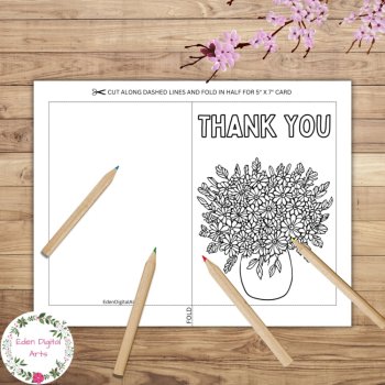 12 Teacher Appreciation Coloring Thank You Cards DIY Craft Any Occasion Flowers, image 2