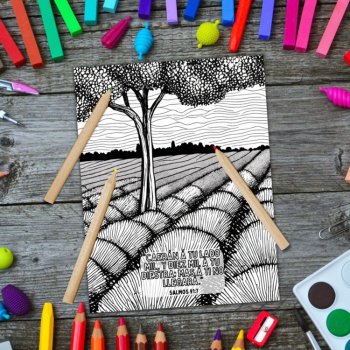 Spanish Language Psalm 91 Bible Verse Doodle Coloring Pages Nature Landscape, image 4