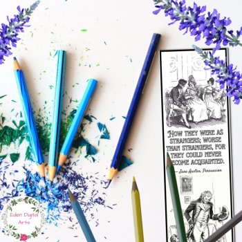 Persuasion Quotes by Jane Austen Coloring Bookmarks Book Club Cards Craft Gift, image 3