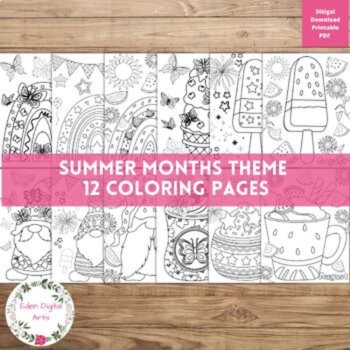 Fun Summer Doodle Coloring Pages Bookmarks Bundle Sun Sea Ice Cream Hula Luau, image 4