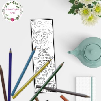 Spanish Easter Bible Verses Cute Coloring Bookmarks Scripture DIY Cards Craft, image 4