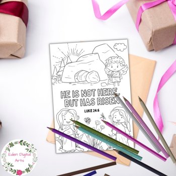 Easter Scripture Cute Coloring Greeting Cards Bible Verse Christian DIY Craft, image 2