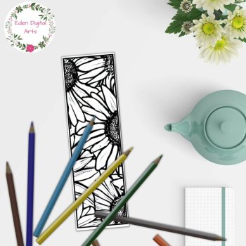 Garden Flowers Coloring Bookmarks Anti Stress Calm Craft Georgia O'Keeffe Style, image 4