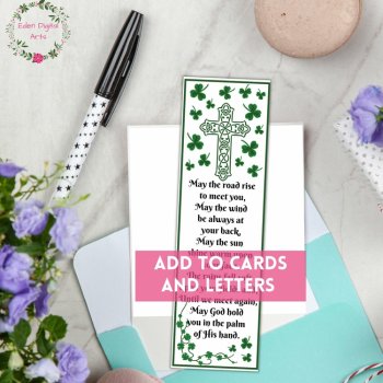 St Patrick's Day Old Irish Blessing Keepsake Bookmarks Celtic Cross Prayer Cards, image 3