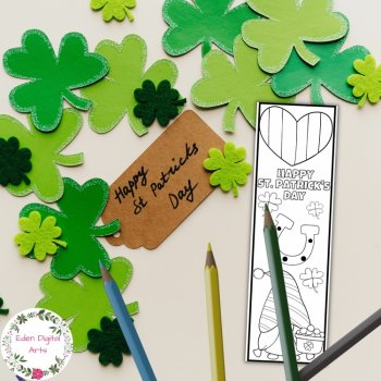St Patricks Coloring Pages Bookmarks Bundle Cute Gnomes Calm Doodle Crafts, image 2