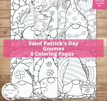 St Patricks Coloring Pages Bookmarks Bundle Cute Gnomes Calm Doodle Crafts, image 3