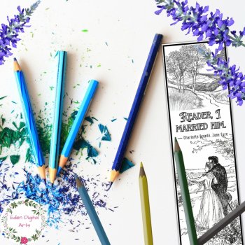 Jane Eyre Quotes by Charlotte Bronte Coloring Bookmarks Book Club Cards Craft, image 3