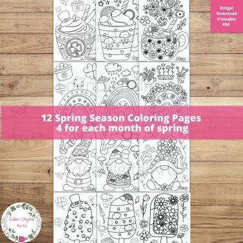 Spring Bundle Coloring Pages and Bookmarks Flowers Rain Rainbows Quotes Posters, image 4