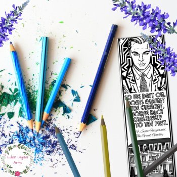Great Gatsby F S Fitzgerald Quotes Coloring Bookmarks Teen Literary Craft Cards, image 3