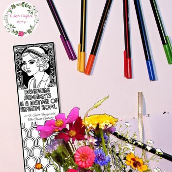 Great Gatsby F S Fitzgerald Quotes Coloring Bookmarks Teen Literary Craft Cards, image 4