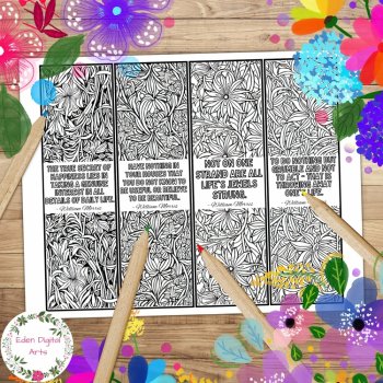 William Morris Artist Quotes Coloring Bookmarks Art History Keepsake Sub Craft, image 3