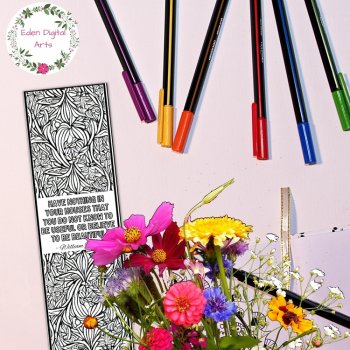 William Morris Artist Quotes Coloring Bookmarks Art History Keepsake Sub Craft, image 4