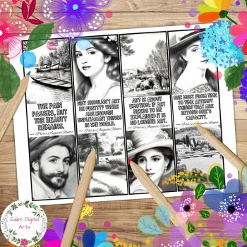 Pierre Auguste Renoir Artist Quotes Coloring Bookmarks Art History Craft Gift, image 2