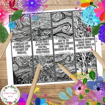 Famous Artists Quotes Bundle Art History Coloring Bookmarks Keepsake Craft, image 3