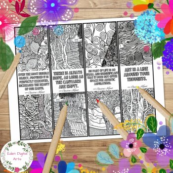 Gustav Klimt Artist Quotes Coloring Bookmarks Early Finisher Keepsake Sub Craft, image 2