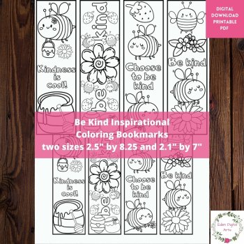 Be Kind  Bundle Cute Animal Puns Kindness Encouraging Coloring Bookmarks Craft, image 2