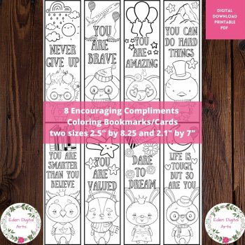Be Kind  Bundle Cute Animal Puns Kindness Encouraging Coloring Bookmarks Craft, image 3