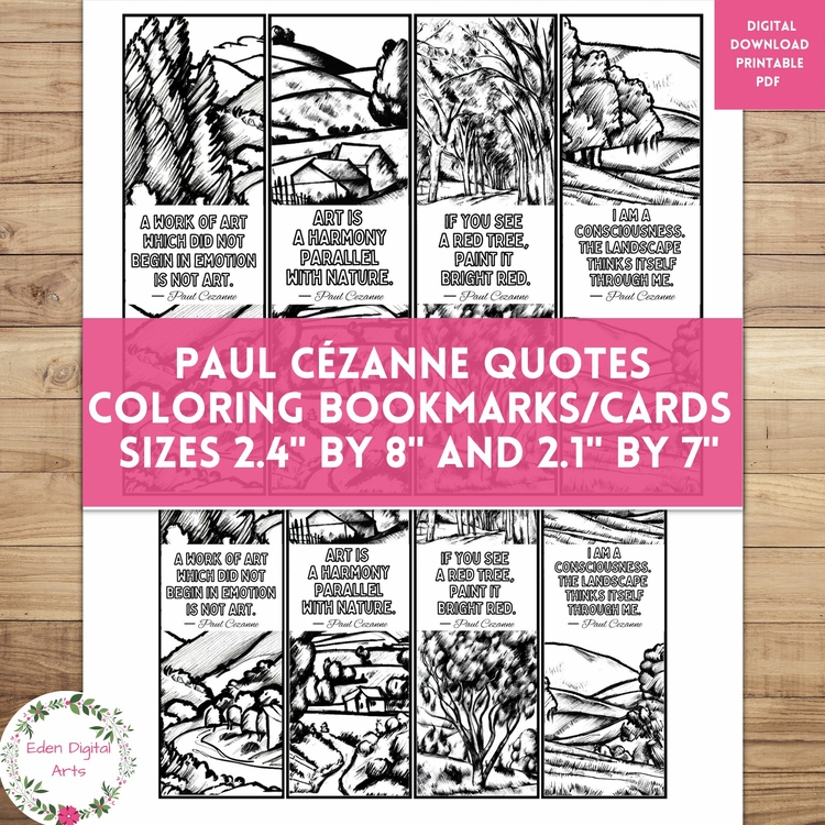 Paul Cezanne Artist Quotes Coloring Bookmarks Art History Keepsake Sub Craft