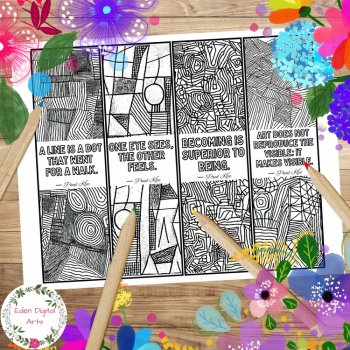 Paul Klee Quotes Coloring Bookmarks Artist Study Abstract Art History Keepsake, image 3
