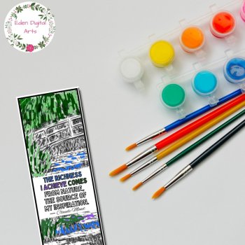 Claude Monet Quotes Coloring Bookmarks Sub Early Finisher Artist Keepsake Craft, image 3