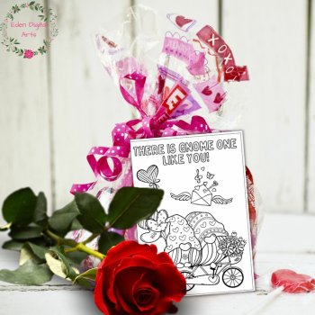 Cute Gnome Pun Hearts Coloring Valentine's Day Cards Craft Gnome One Like You, image 3