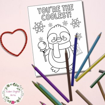 Coloring Valentine's Day Mini Cards Cute Funny Animals Puns Kindness DIY Craft, image 4