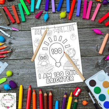 100 Days of School Cute Fun Coloring Pages No Prep Craft 100th Day Posters, image 3