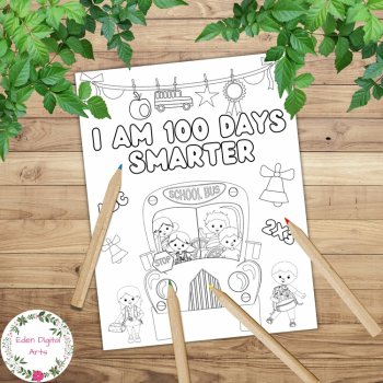 100 Days of School Cute Fun Coloring Pages No Prep Craft 100th Day Posters, image 4