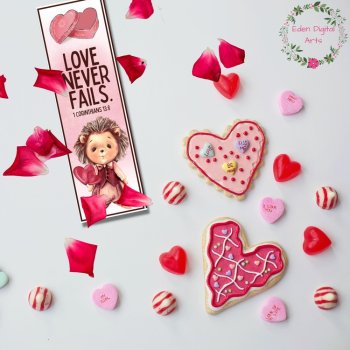 Love Bible Verse Bookmarks Scripture Valentines Cards Cute Watercolor Animals, image 2