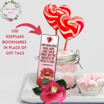 Love Bible Verse Bookmarks Scripture Valentines Cards Cute Watercolor Animals, image 3