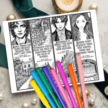 Picture of Dorian Gray Oscar Wilde Quotes Coloring Bookmarks Teen Literary Craft, image 2