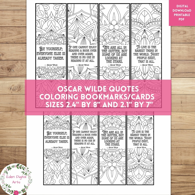 Oscar Wilde Quotes Mandala Coloring Bookmarks Relaxing Early Finisher Calm Craft
