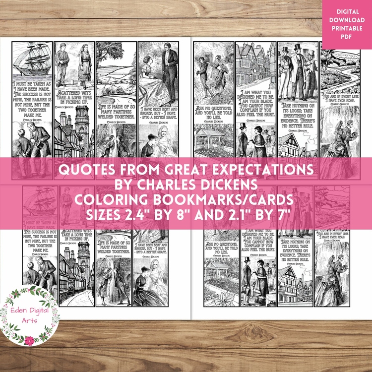 Great Expectations Quotes C Dickens Coloring Bookmarks Relaxing Teen Calm Craft