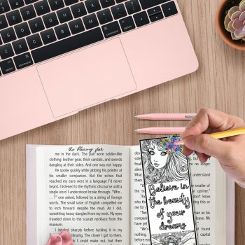 Intricate Fantasy Flower Fairy Coloring Bookmarks Relaxing Teen Adult Cards Crft, image 2