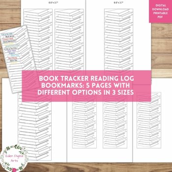 Book Stack Tracker Coloring Bookmarks Reading Plan Log Book Club List Gift, image 3