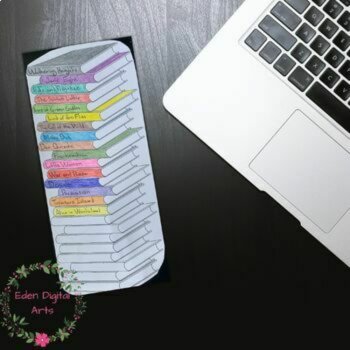 Book Stack Tracker Coloring Bookmarks Reading Plan Log Book Club List Gift, image 4