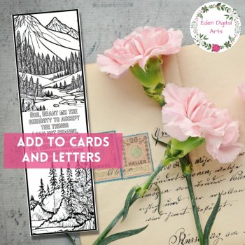 Serenity Prayer Coloring Bookmarks Relaxing Nature Landscape Cards Calm Craft, image 2