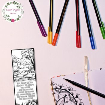 Serenity Prayer Coloring Bookmarks Relaxing Nature Landscape Cards Calm Craft, image 4