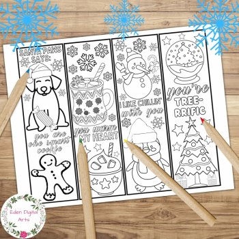 Christmas Winter Cute Funny Puns Coloring Bookmarks Kindness Craft Student Gifts, image 2