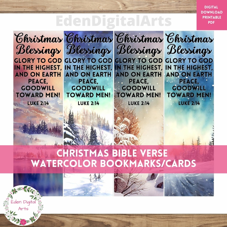 Christmas Bible Verse Bookmarks Scripture Blessing Cards Goodie Bag Tags Gift