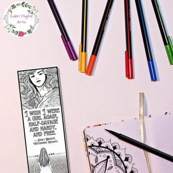 Wuthering Heights Emily Bronte Quotes Coloring Bookmarks Relaxing Teen Craft, image 3