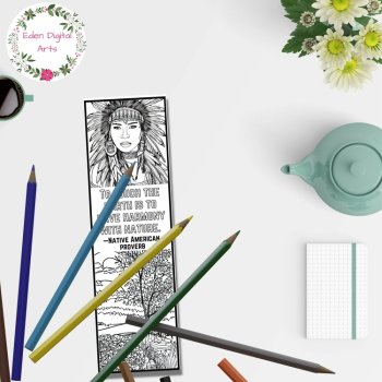 Native American Proverbs Nature Quotes Coloring Bookmarks Indigenous Craft Teens, image 3