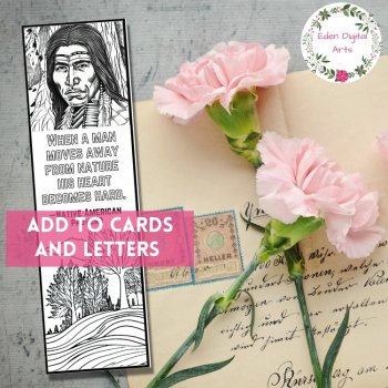 Native American Proverbs Nature Quotes Coloring Bookmarks Indigenous Craft Teens, image 4