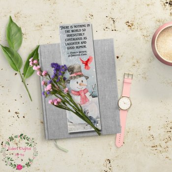 Christmas Carol Dickens Quotes Bookmarks Watercolor Winter Birds Student Cards, image 2