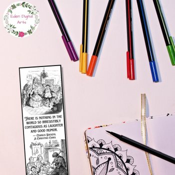 Christmas Carol Quotes Coloring Bookmarks Charles Dickens Craft Cards Gift, image 4