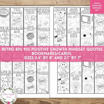 Positive Growth Mindset Quotes Retro 80s 90s Tech Pop Art Coloring Bundle Craft, image 2