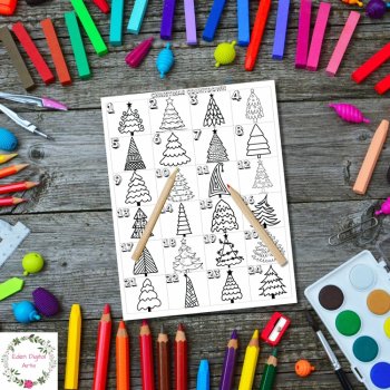 Christmas Countdown Trees Coloring Calendar Advent Fun Craft Activity Poster, image 2