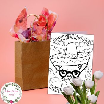 Cute Chihuahua Dog Funny Coloring Birthday Card Fiesta Juan Teacher Student, image 3