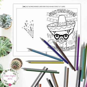 Cute Chihuahua Dog Funny Coloring Birthday Card Fiesta Juan Teacher Student, image 4