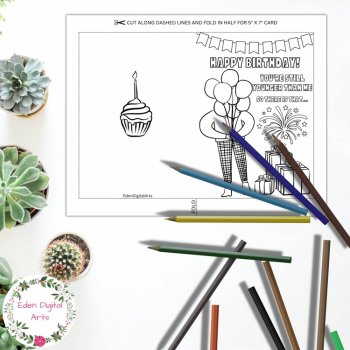 Funny Coloring Happy Birthday Card for Adults Younger Sibling Friend Coworker, image 3
